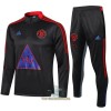 Manchester United Trainings Sweatshirt Pak Quarter-zip 2022-23 Donkergrijze - Kids